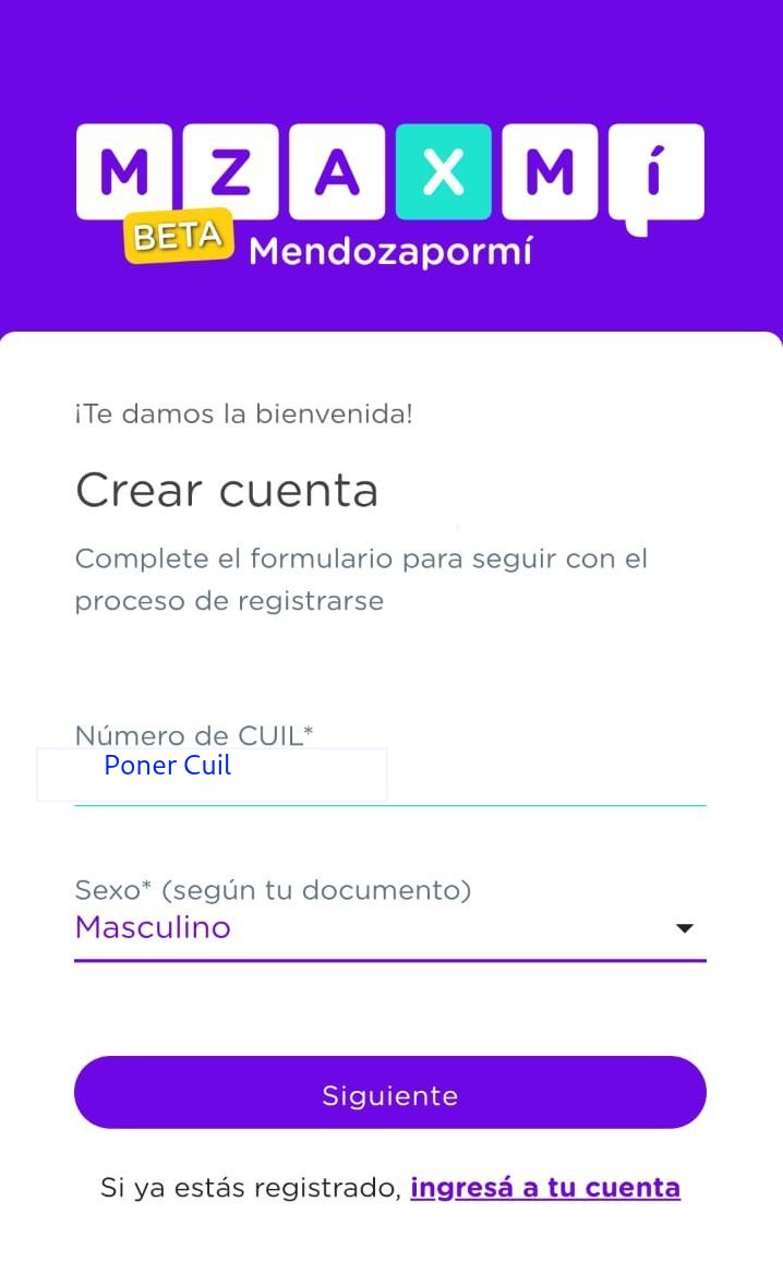 Formulario para ingresar CUIL y sexo
